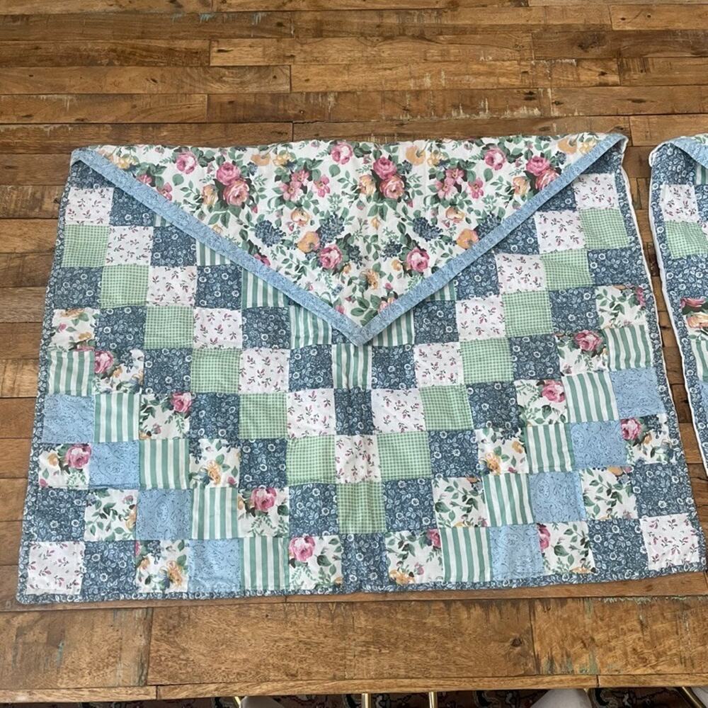 Quilted Square Floral Patchwork Pillow Shams 29" x 21.5"